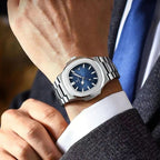 Poedagar 613 Men’s Luxury Stainless Steel Watch – Waterproof Quartz Wristwatch with Luminous Blue Dial