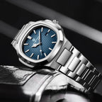 Poedagar 613 Men’s Luxury Stainless Steel Watch – Waterproof Quartz Wristwatch with Luminous Blue Dial
