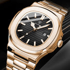 Poedagar 613 Men’s Luxury Stainless Steel Watch – Waterproof Quartz Wristwatch with Luminous Dial Rose Black
