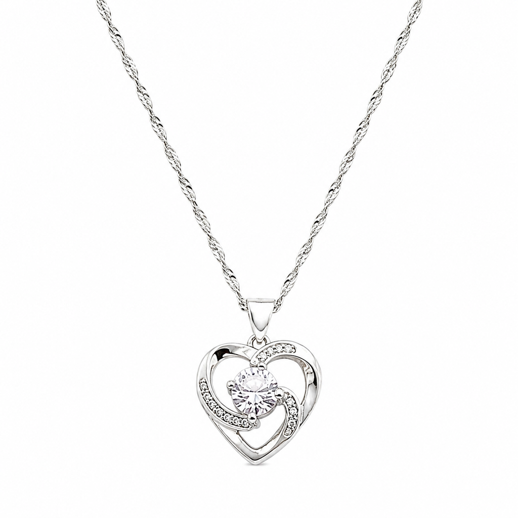 Shimmering Heart Necklace & Earring Set