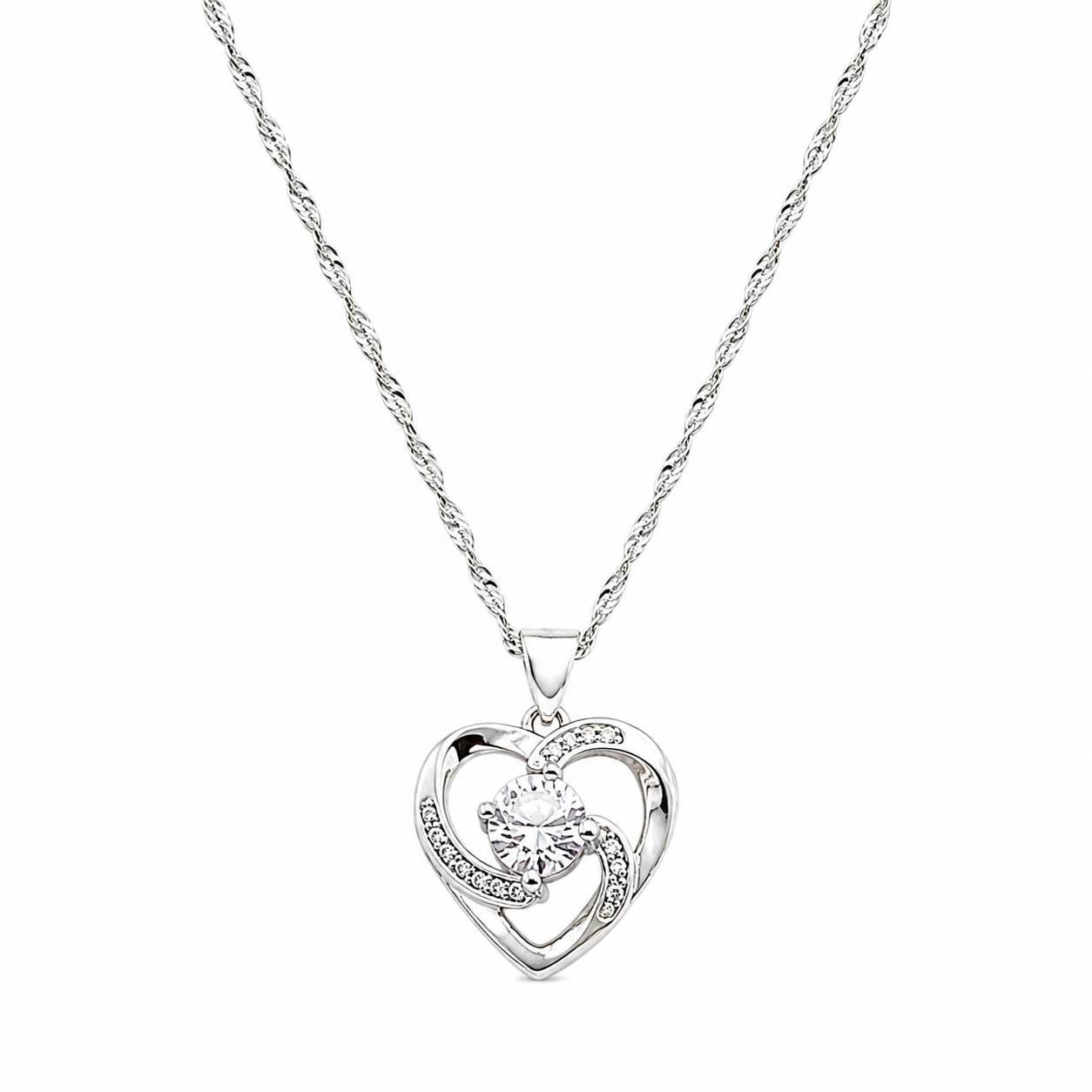 Shimmering Heart Necklace & Earring Set