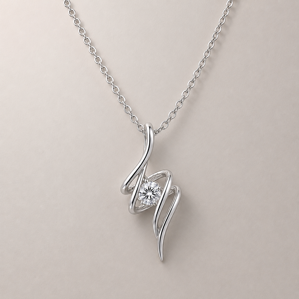 Brilliant Solitaire Infinite Ribbon Necklace