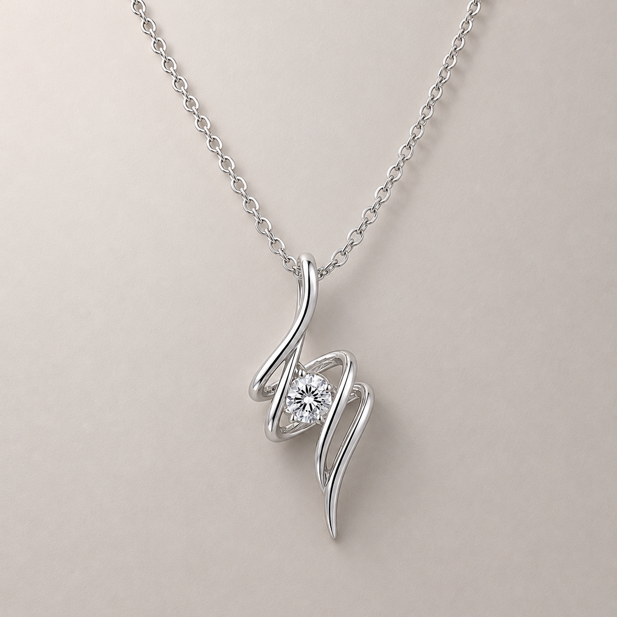 Brilliant Solitaire Infinite Ribbon Necklace