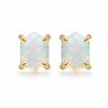 Hexagonal Iridescent Opal Studs