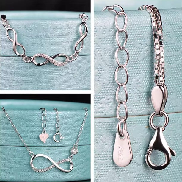 Infinity Necklace & Multi-Link Bracelet Set