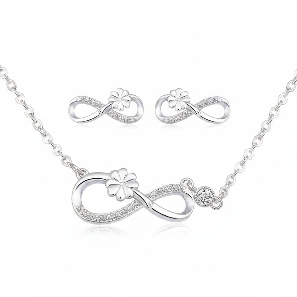 Infinity Blossom Necklace & Stud Earring Set