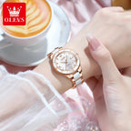 OLEVS 9985 Women’s Elegant Ceramic Watch – Waterproof Stainless Steel Quartz l Pearl White