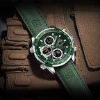 NAVIFORCE 9197 Men’s Dual-Display Watch – Luxury Analog-Digital Chronograph with Alarm & Waterproof Green