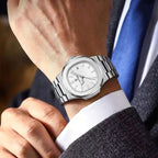 Poedagar 613 Men’s Luxury Stainless Steel Watch – Waterproof Quartz Wristwatch with Luminous White Dial