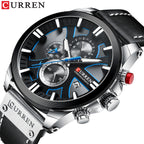 Curren 8346 Men Watch Chronograph Quartz Leather Black