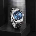 BENYAR 5177 Men’s Automatic Mechanical Watch - Blue Dial Stainless Steel Strap