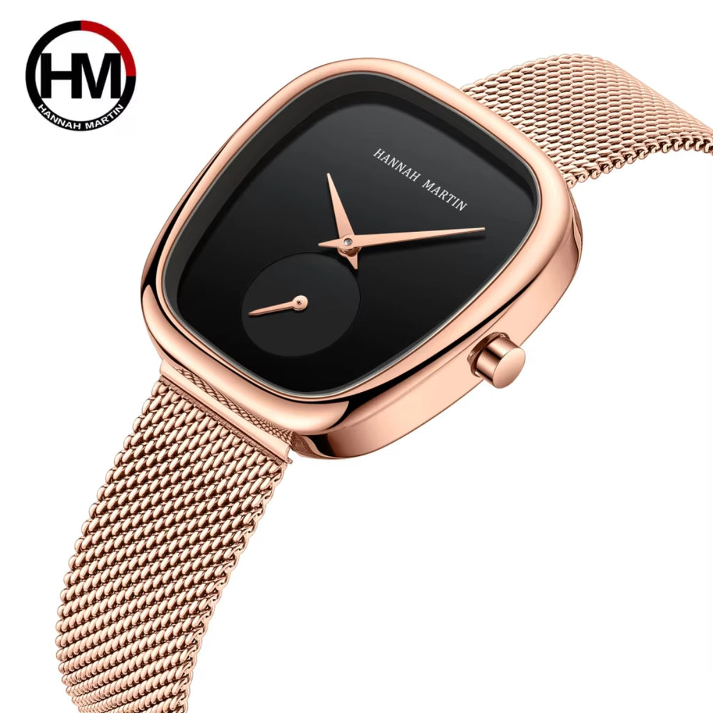 Hannah Martin 1251 Women’s Fashion Watch – Stainless Steel, Japan Quartz & Waterproof Rose Gold and Black