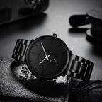 CRRJU 2150 Luxury Quartz Watch – Premium Stainless Steel Band, Casual Black Wristwatch for Men Black Silver