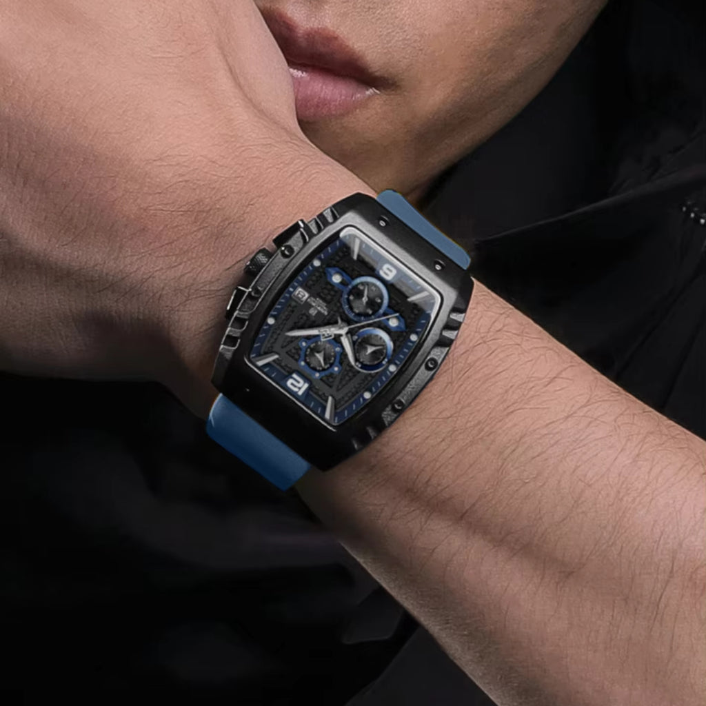 NAVIFORCE 8025 Men’s  Designer Watch – New Quartz Chronograph with Rubber Strap - Blue