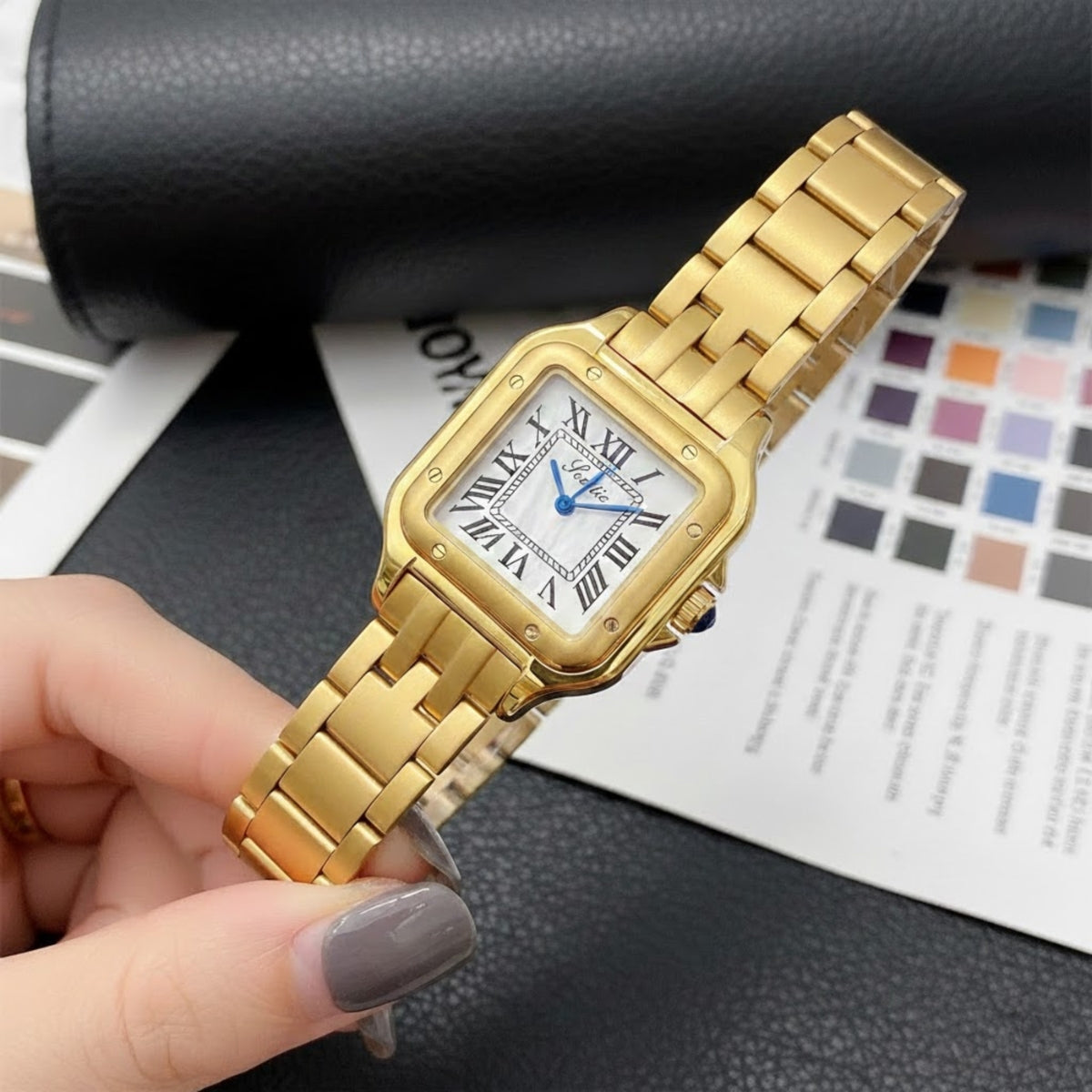 Scottie 9100 Women’s Square Watch – Luxury Stainless Steel Quartz with New Trendy Design Gold