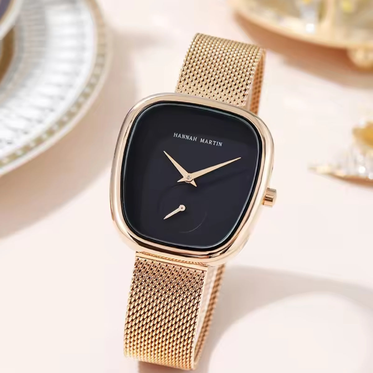 Hannah Martin 1251 Women’s Fashion Watch – Stainless Steel, Japan Quartz & Waterproof Rose Gold and Black