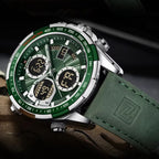 NAVIFORCE 9197 Men’s Dual-Display Watch – Luxury Analog-Digital Chronograph with Alarm & Waterproof Green
