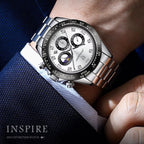 POEDAGAR 629 Men’s Luxury Sport Watch – Stainless Steel Chronograph Quartz with Luminous Date & Waterproof Silver