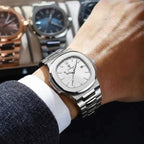 Poedagar 613 Men’s Luxury Stainless Steel Watch – Waterproof Quartz Wristwatch with Luminous White Dial