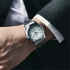 BENYAR 5177 Men’s Automatic Mechanical Watch - White Dial Stainless Steel Strap