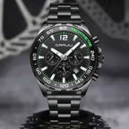 CRRJU 2299 Luxury Chronograph Watch – Premium Stainless Steel Bracelet, Elegant Business Wristwatch for Men Black