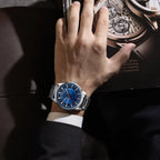 CURREN 8406 Men Watch Stainless Steel  Water Resistant Quartz Watche Silver and Blue