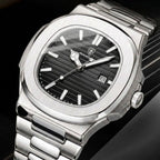 Poedagar 613 Men’s Luxury Stainless Steel Watch – Waterproof Quartz Wristwatch with Luminous Black Dial