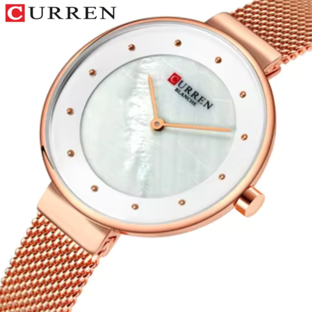 CURREN 9032 New Women’s Bracelet Watch – Simple Luxury Fashion Quartz Wristwatch for Girls Rose Gold