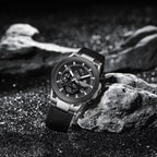 NAVIFORCE 8073 Men’s Skeleton Watch – Original Brand Quartz Wristwatch with Leather Strap & Chronograph