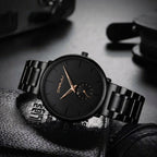 CRRJU 2150 Luxury Quartz Watch – Premium Stainless Steel Band, Casual Black Wristwatch for Men Black Gold