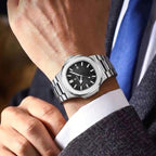 Poedagar 613 Men’s Luxury Stainless Steel Watch – Waterproof Quartz Wristwatch with Luminous Black Dial