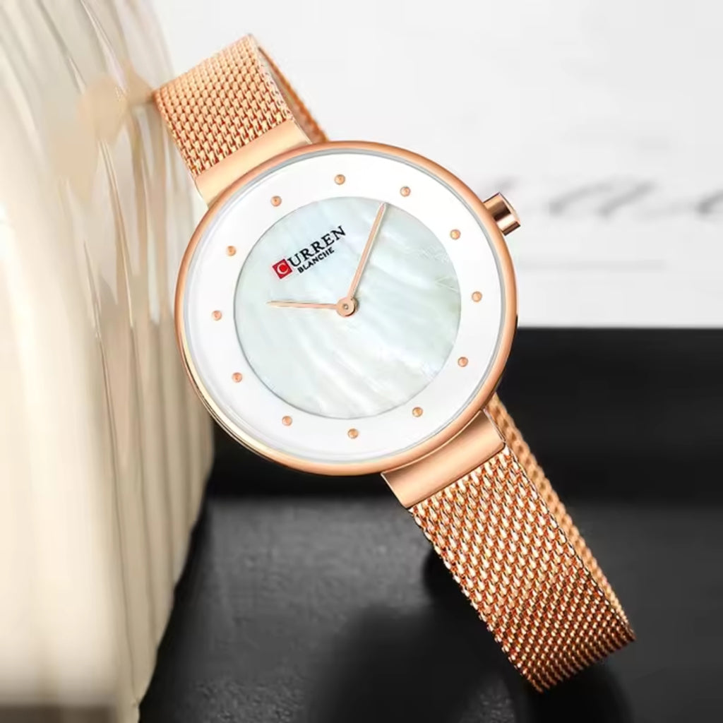 CURREN 9032 New Women’s Bracelet Watch – Simple Luxury Fashion Quartz Wristwatch for Girls Rose Gold