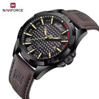 NAVIFORCE 8023 Men’s Original Fashion Watch – Waterproof Quartz Leather Wristwatch with Calendar Black and Brown