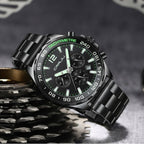 CRRJU 2299 Luxury Chronograph Watch – Premium Stainless Steel Bracelet, Elegant Business Wristwatch for Men Black