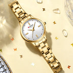 CURREN 9094 Ladies Luxury Watch – Original Stainless Steel Bracelet with Diamond Accents & Quartz Movement White Dial