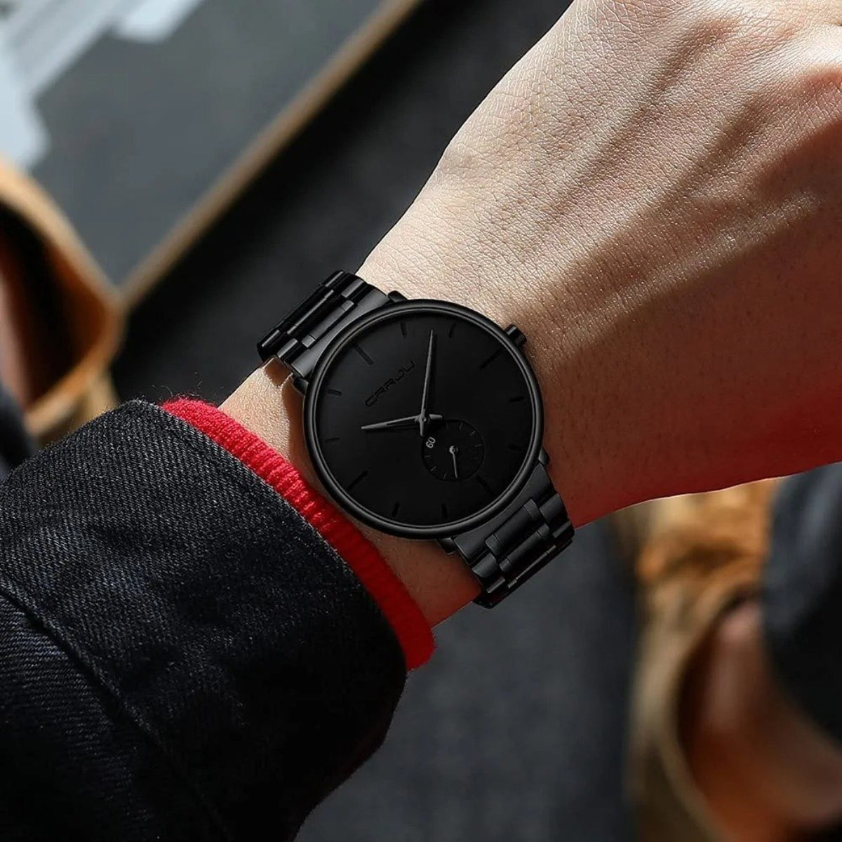 CRRJU 2150 Luxury Quartz Watch – Premium Stainless Steel Band, Casual Black Wristwatch for Men Black