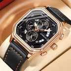 CRRJU 2314 Men’s Luxury Chronograph Watch – 3ATM Waterproof, Luminous Hands, Complete Calendar, Fashion Wristwatch Black