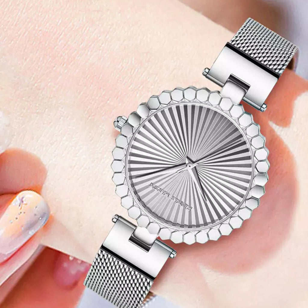 HANNAH MARTIN 1571 Women’s Fashion Watch – Unique Simple Design with Japanese Quartz & Stainless Steel Silver