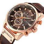 CURREN  8291 Watch for Men Japan Quartz Movement Leather Strap  Casual Sport Waterproof Brown