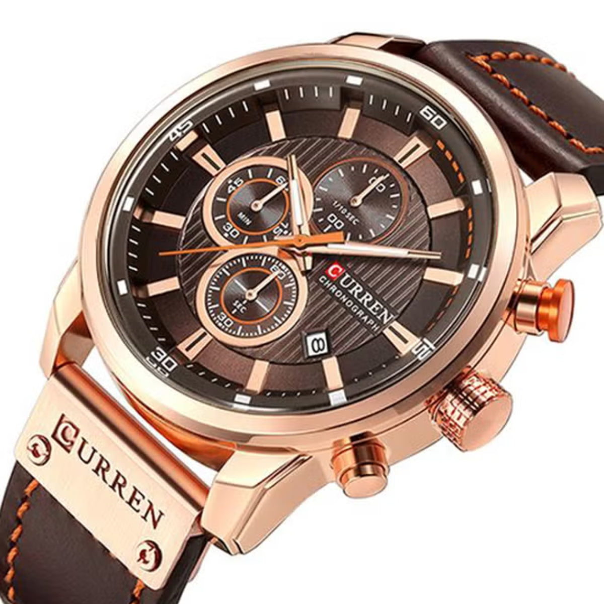 CURREN  8291 Watch for Men Japan Quartz Movement Leather Strap  Casual Sport Waterproof Brown