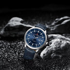 NAVIFORCE 9248 Men’s Fashion Sport Watch – Waterproof Quartz Analog Wristwatch with Leather Strap Silver and Blue