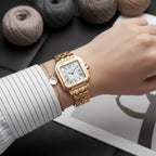 Scottie 9100 Women’s Square Watch – Luxury Stainless Steel Quartz with New Trendy Design Rose Gold