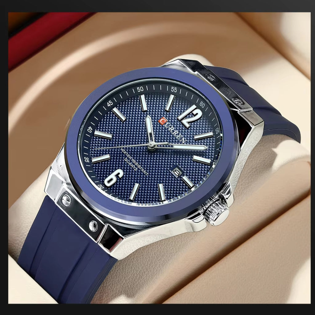 CURREN 8467 Men Watch Waterproof Quartz Silicone Strap Blue
