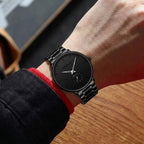 CRRJU 2150 Luxury Quartz Watch – Premium Stainless Steel Band, Casual Black Wristwatch for Men Black Silver