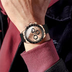 POEDAGAR 629 Men’s Luxury Sport Watch – Stainless Steel Chronograph Quartz with Luminous Date & Waterproof Rose Gold