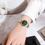 CURREN 9094 Ladies Luxury Watch – Original Stainless Steel Bracelet with Diamond Accents & Quartz Movement Green Dial