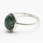 Pear-Shaped Moss Agate Ring