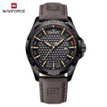 NAVIFORCE 8023 Men’s Original Fashion Watch – Waterproof Quartz Leather Wristwatch with Calendar Black and Brown