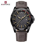 NAVIFORCE 8023 Men’s Original Fashion Watch – Waterproof Quartz Leather Wristwatch with Calendar Black and Brown