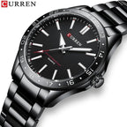 CURREN 8452 Men’s Luxury Sports Watch Premium Stainless Steel, 3ATM Waterproof Quartz Wristwatch Black